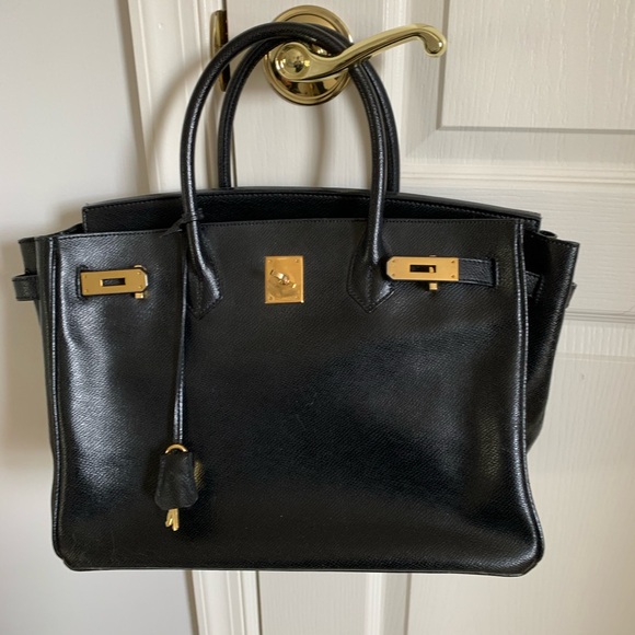 Vintage Handbags - Vintage Black Birkin style
